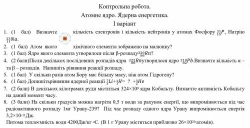 Контрольная работа по физике 9 класс. Атомное ядро. Ядерная энергетика.