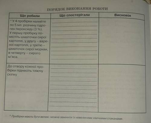 7 клас, нужно заполнить таблицу добування кисню