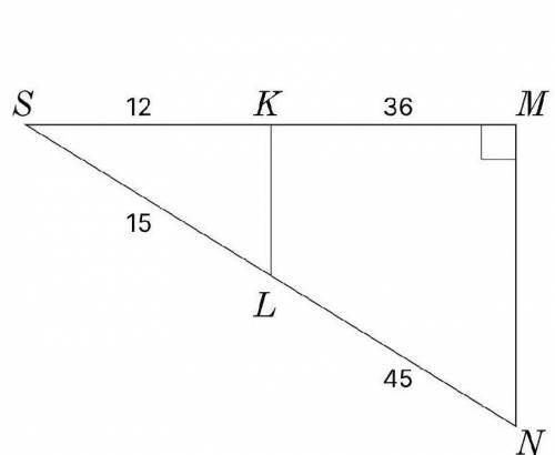 SK=12,KM=36,SL=15,LN=45,Kl=?