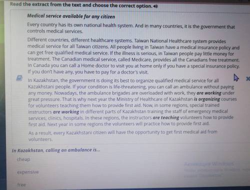 Health services around the world Read the extract from the text and choose the correct option. 1) In