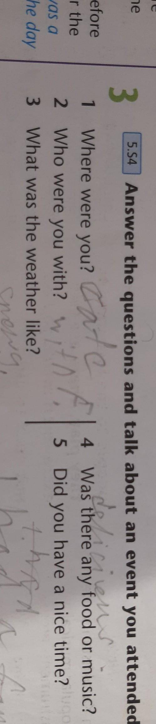 e e efore the as a ne day 5.54 3 Answer the questions and talk about an event you attended. delicion