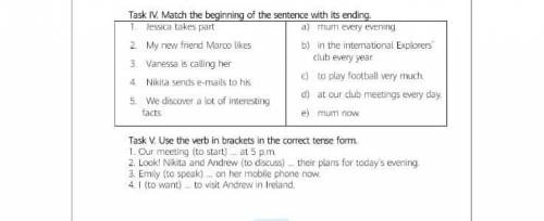 Task IV. Match the beginning ofthe sentence with its ending. Jessica take part d) um very evenind 2