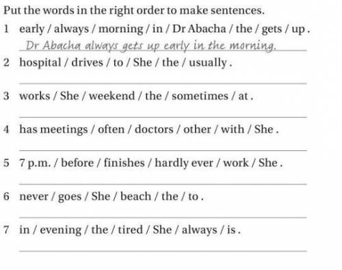 Put the words in the right order to make sentences.