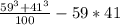 \frac{59^{3} +41^{3} }{100} - 59*41