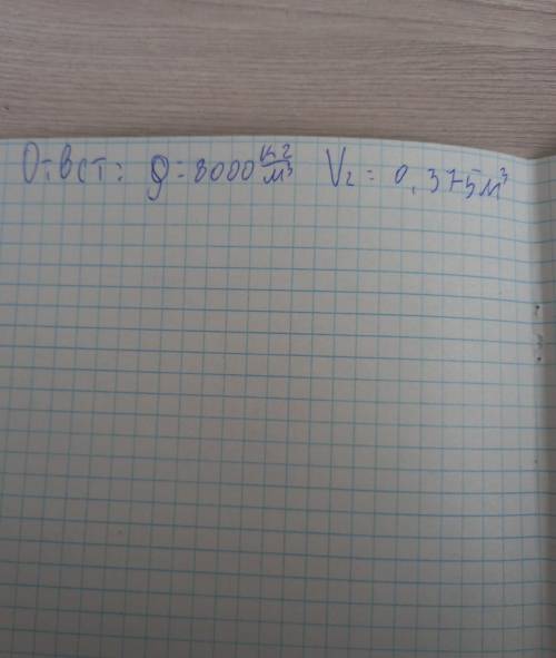 Распишите все по шагам, и как пишется плотность буквой? Задача Дано: m1=2 т V=0,25 м³ m2=3 т Найти: