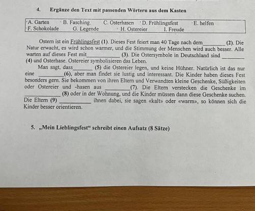 Ergänze den Text mit passenden Wörtern aus dem Kasten