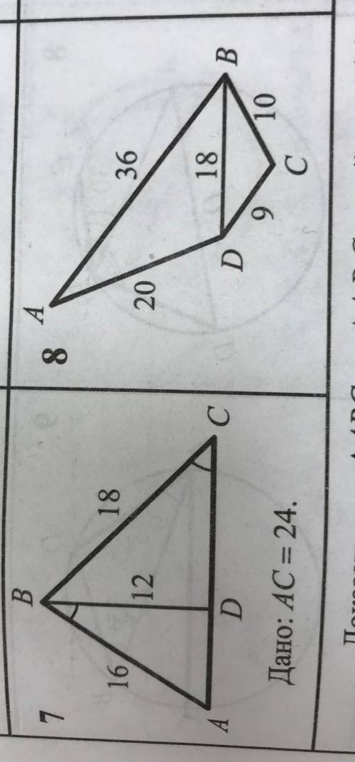 указать подобные треугольники и доказать их подобие упр 7 и 8