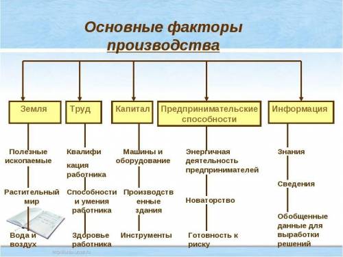 Назовите основные факторы производства