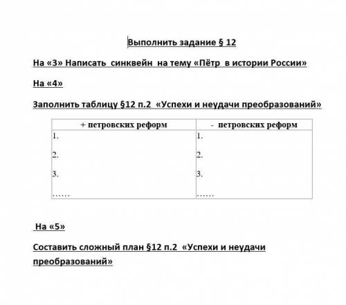 История 8 класс, на выполнение 12 часов