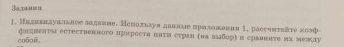 Задания 1. Индивидуальное задание. Используя данные приложения 1, рассчитайте коэф- фициенты естеств