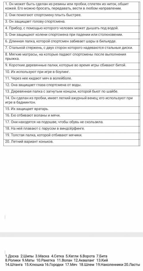 сделать дз по физре! нужно поставить цифру соответствующую ответу.