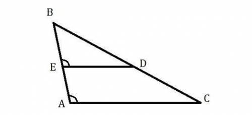 Найти AВ и ED, если угол BED = угол BAC, BE = 5, AC = 8, BD = 9, DC = 9.