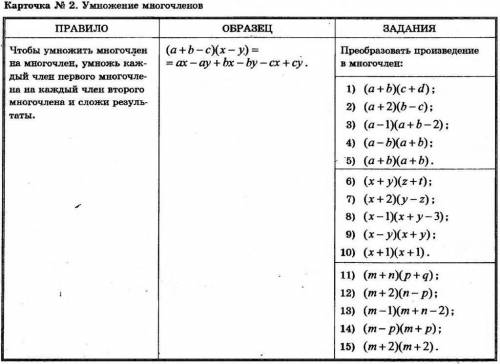 (№ 6, 7, 8, 9, 10, 14, 15) УМНОЖЕНИЕ МНОГОЧЛЕНОВ: