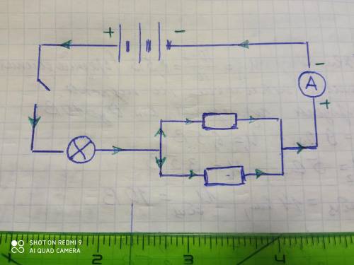 , начертите схему электрической цепи, состоящей из источника тока, лампы, ключа и двухпараллельно Со
