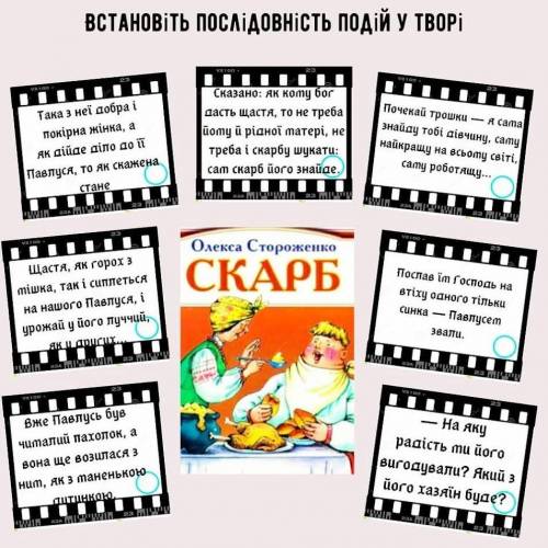 Потрібна послідовнисть подій у творі ''Скарб''