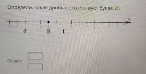 Определи, какая дробь соответствует букве В. 0 B 1 ответ: 03