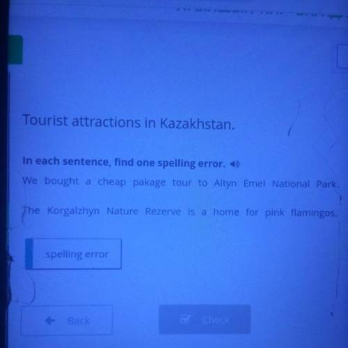 Tourist attractions in Kazakhstan. In each sentence, find one spelling error. 1) We bought a cheap p