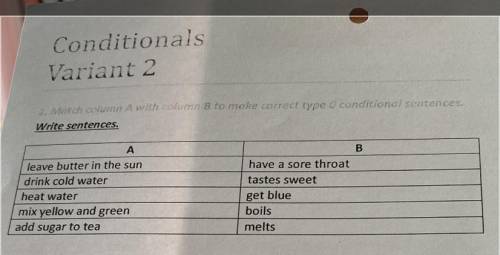 1. Match column A with column B to make correct type o conditional sentences. Write sentences. A lea