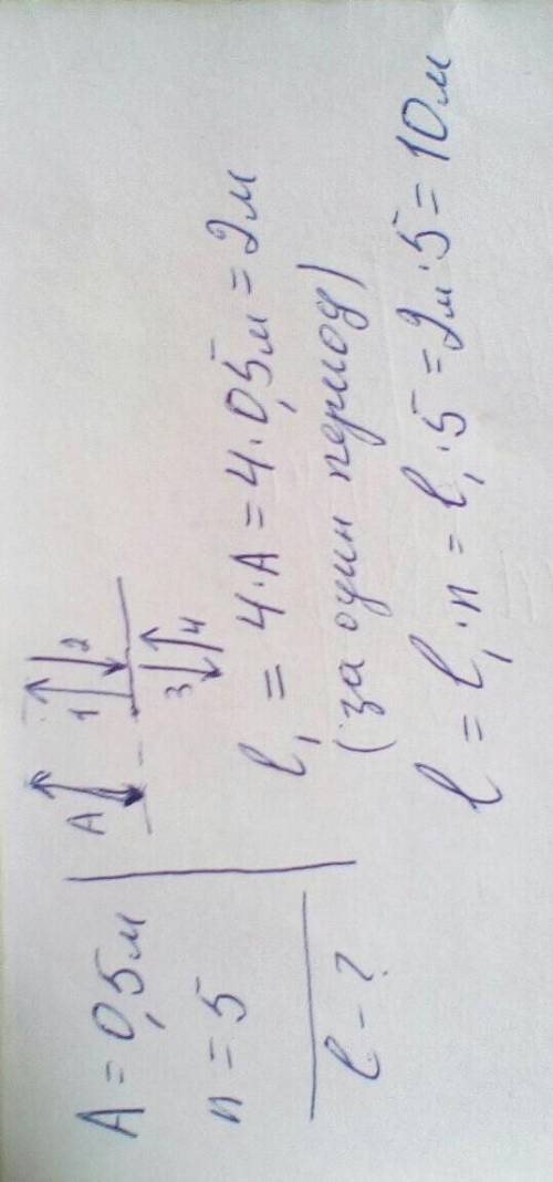 Амплитуда свободных колебаний тела равна 0,5 м. Какой путь это тело за 5 периодов колебания.