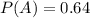 P(A)=0.64