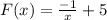 F(x)=\frac{-1}{x} +5