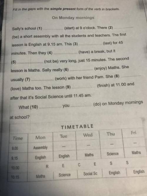 Fill in the gaps with the simple present form of the verb in brackets