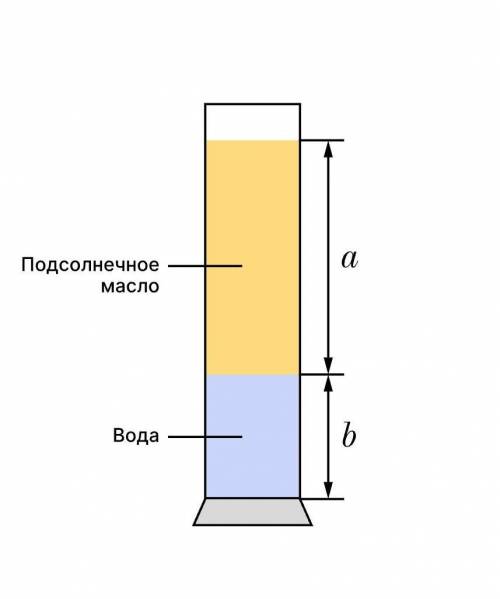 Чему равно давление на дно емкости, созданное двумя жидкостями, если ﻿a = 90см , ﻿b=28﻿ см? ответ за