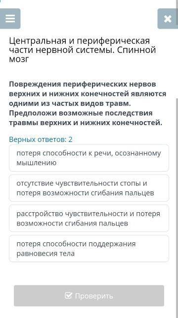 (ОНЛАЙН МЕКТЕП) Тема: Центральная и периферическая части нервной системы. Спинной мозг