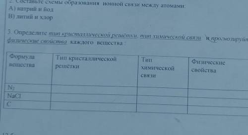 3. Определите тип кристалллический решётки тип химической связи и прогнозируйте физические свойства 