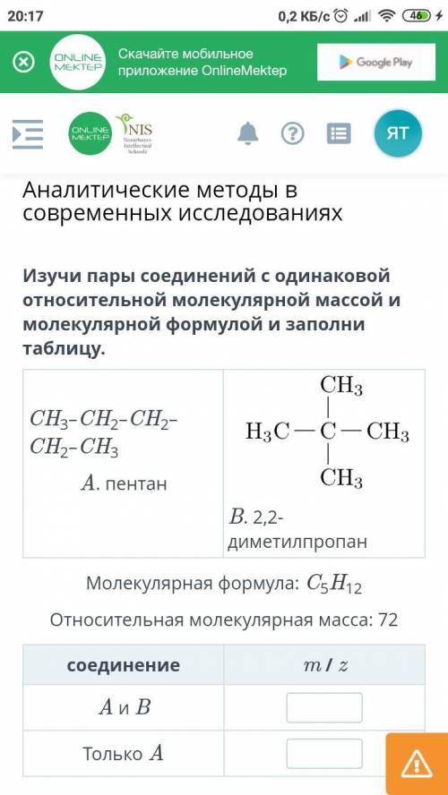 Химия Аналитические методы в современных исследованиях. Молекулярная формула: C5H12 Относительная мо