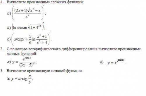 Производная сложной функции. Логарифмическое дифференцирование. Производная неявно заданной функции