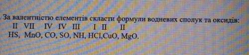 За валентностью елементів скласти формули водневих сполук та оксидів