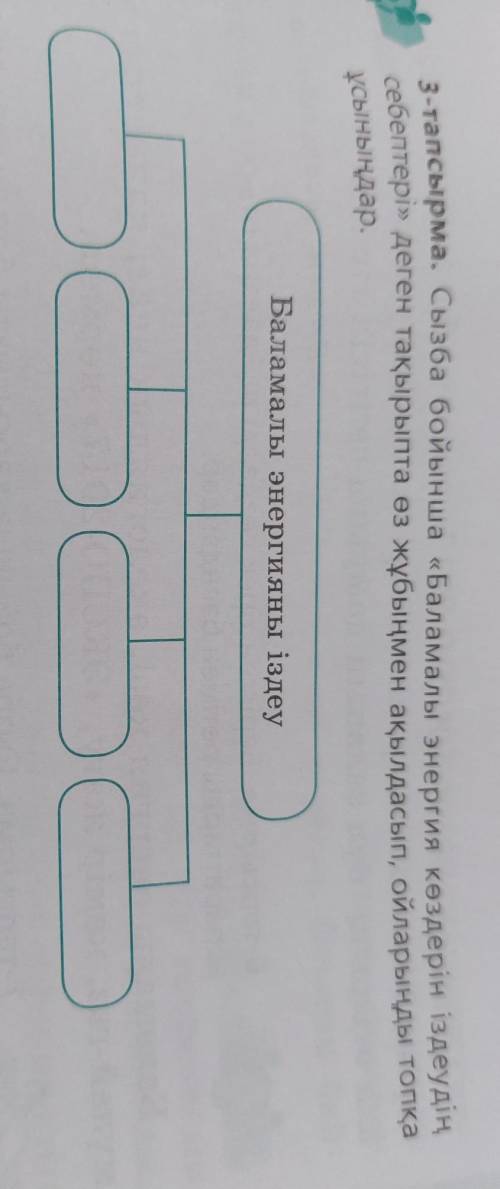 3-тапсырма. Сызба бойынша «Баламалы энергия көздерін іздеудің себептері» деген тақырыпта өз жұбыңмен
