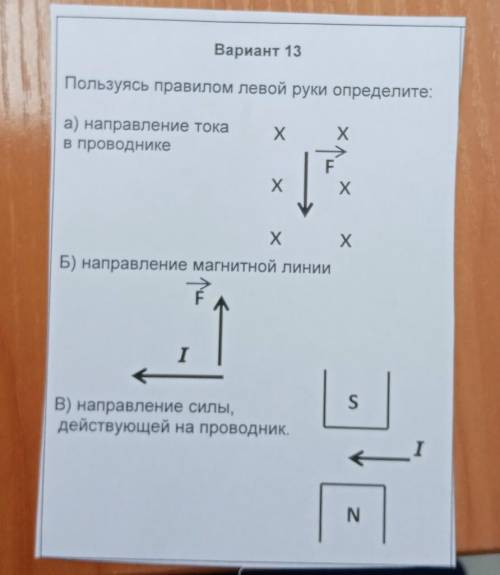 Пользуясь правилом левой руки определите направление тако в проводнике вариант 13 направление магнит