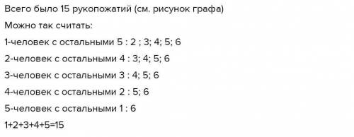 2. Нарисуй граф. Шесть знакомых обменялись рукопожатиями. Сколько всего было сделано рукопожатий?