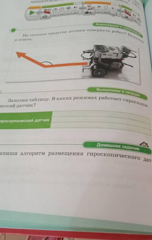 Выполняем в тетради.Заполни таблицу. В каких режимах работает гироскопический датчик?