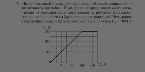 На неподвижный брусок действуют внешней силой в направлении возможного движения. Примерный график за