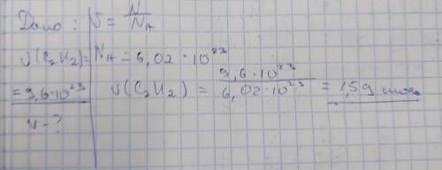 Якій кількоств речовин відповідає 9,6 × 10²³ молекул ацитилену (C2H2)