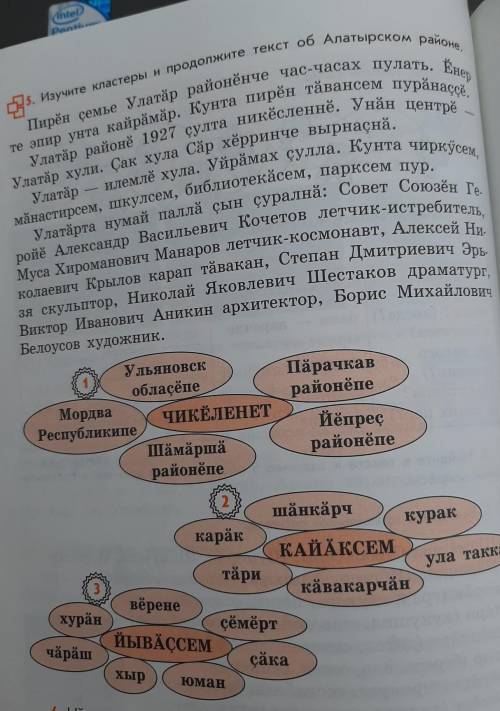 изучите кластеры и продолжите текст об алатырском районе.