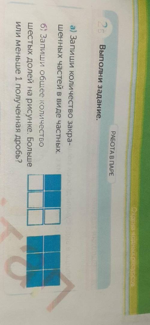 2б Выполни задание а) Запиши количество закрашенных частей в виде частной б) Запиши общее количество