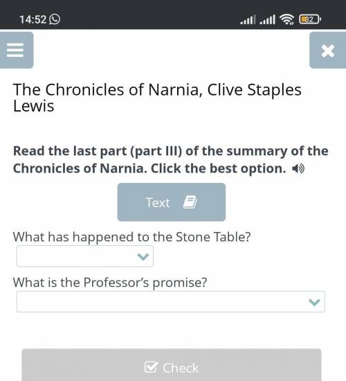 The Chronicles of Narnia, Clive Staples Lewis Read the last part (part III) of the summary of the Ch