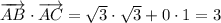 \overrightarrow {AB}\cdot \overrightarrow {AC} = \sqrt{3}\cdot \sqrt{3}+ 0\cdot 1 =3