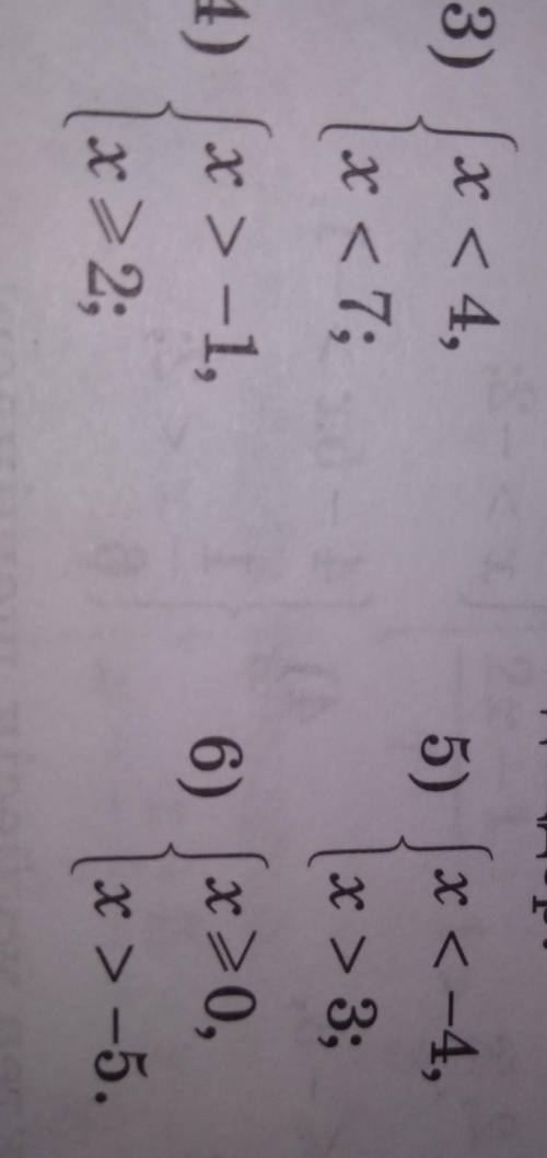 Х 3) (x < 4, [x -1, > x > 2; 5) x 3; 6) (x>0, 6) X > -5. х надо