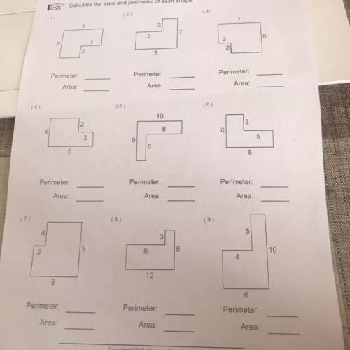 U I 3C х 1 ъ Р N Worksheet Calculating Area & Perimeter (Works.com Name: Date: IT Calculate the 