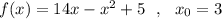 f(x)=14x-x^2+5\ \ ,\ \ x_0=3