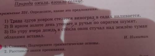 упражнение 331 определите какие это предложения трава лугов ковром стелется виноград в садах наливае