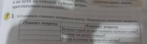 3. 1) Составьте «тонкие» вопросы к тексту. ответьте на «толстые» вопросы. «Тонкие» вопросы «Толстые»