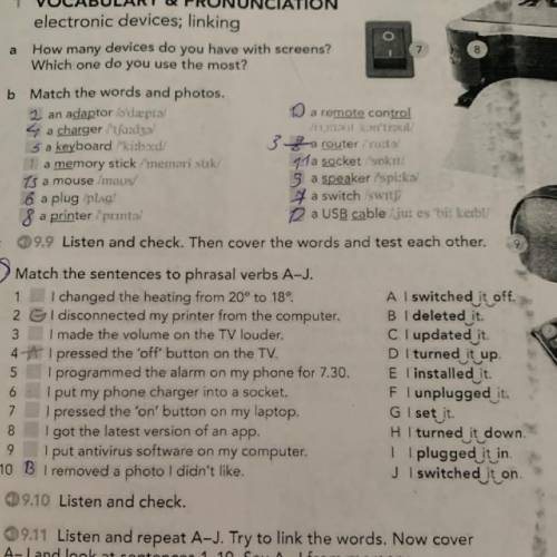 C 9.9 Listen and check. Then cover the words and test each other. 9 1 Match the sentences to phrasal