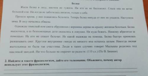 :::рассказ про белку Найдите в тексте фразеологизм Найдите его толкование Объясните почему автор исп