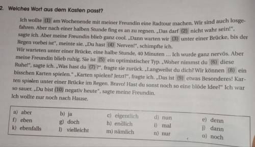 сделать 2 номер Welches Wort aus dem Kasten passt. Arbeitsbuch B1 Planet